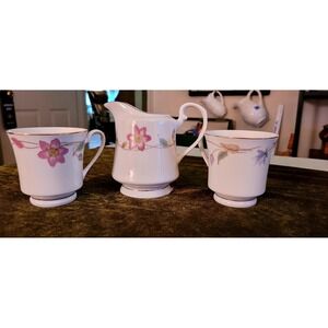 Opalmart Limoge France Ceramic Creamer and Teacups